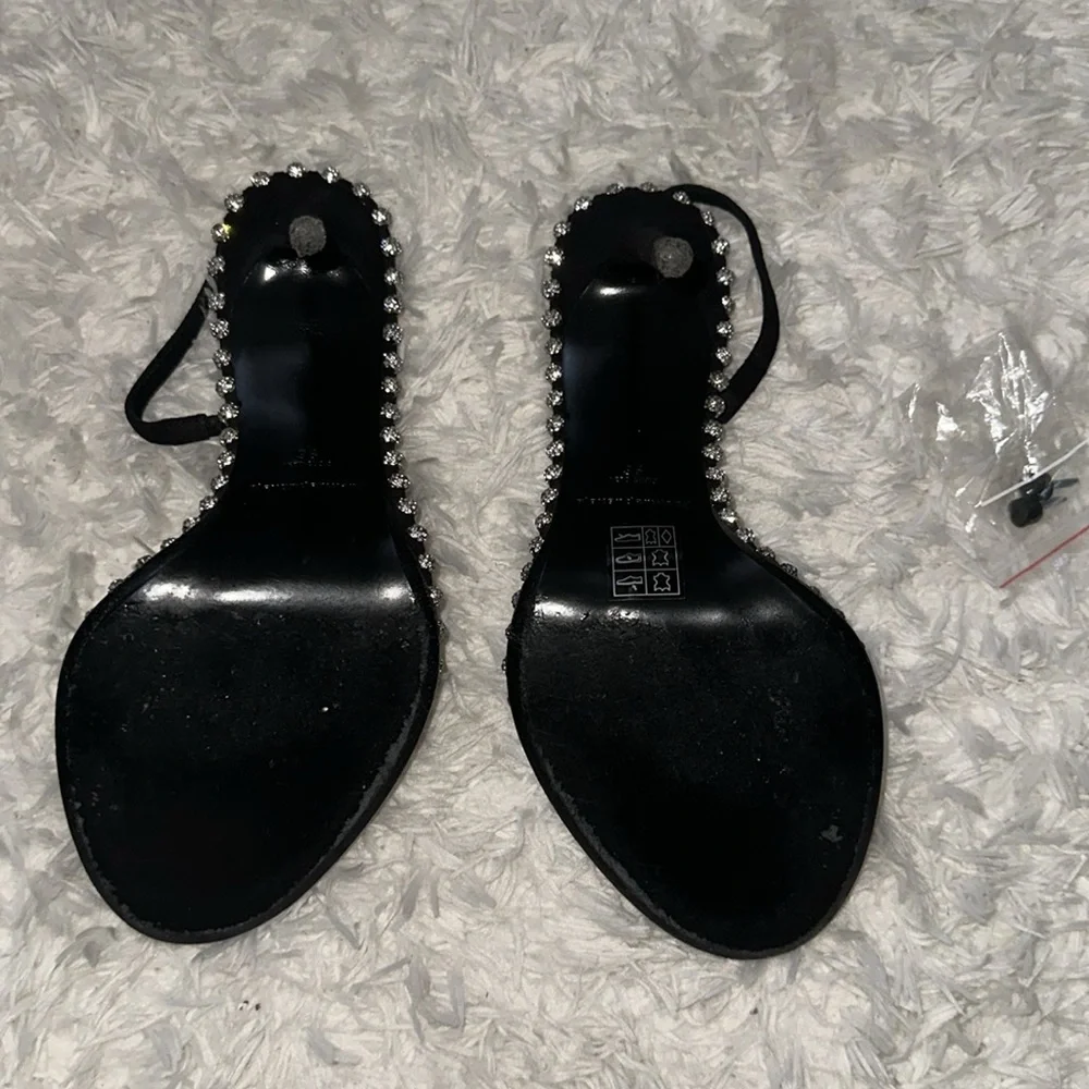 ALEXANDER WANG NOVA CRYSTAL BLACK HEELS Studded Slingback Sandals - Picture 2 of 9